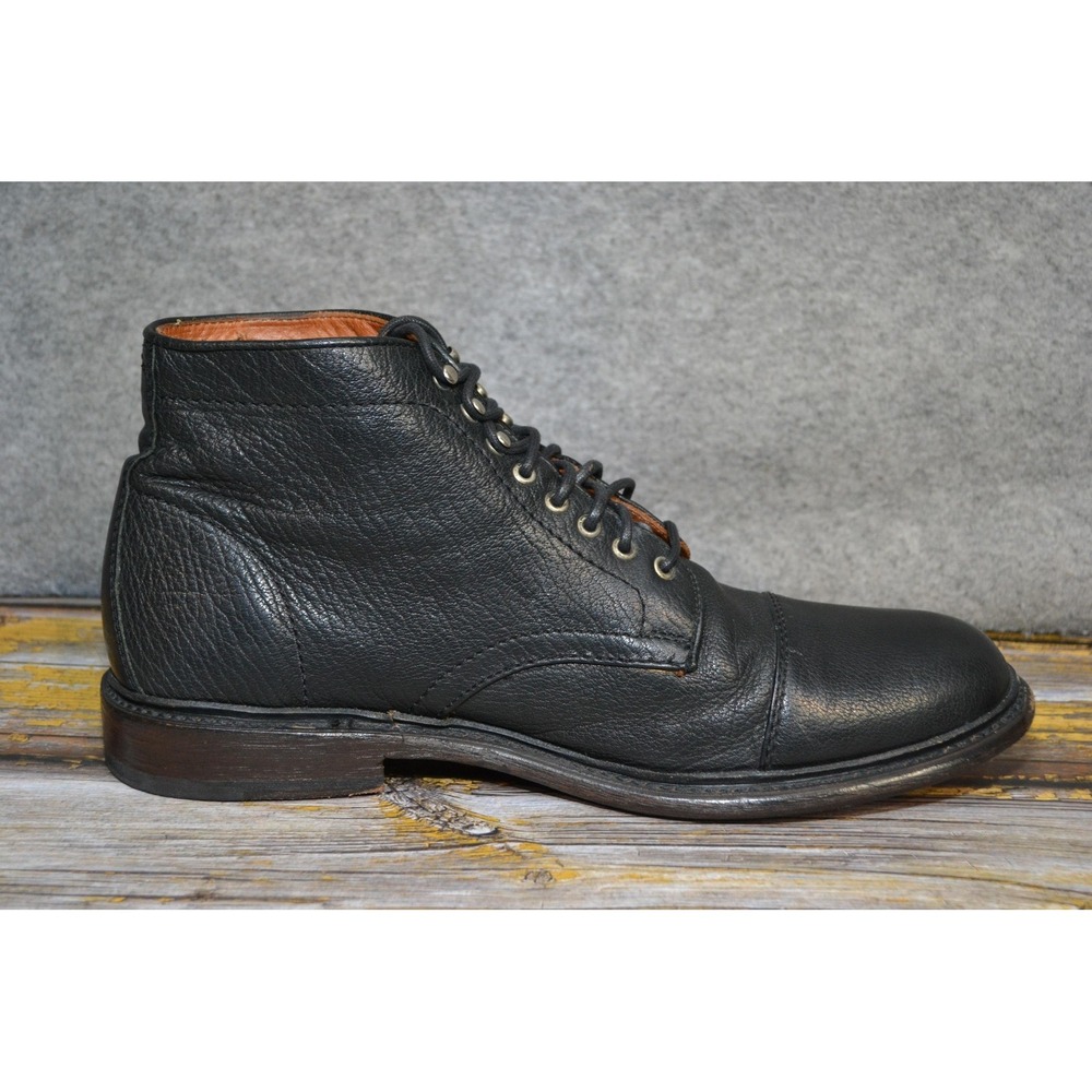 Frye Boots Mens 10.5 D Black Leather Cap Toe Combat Lace Up Casual Ankle 4001 - Picture 9 of 16